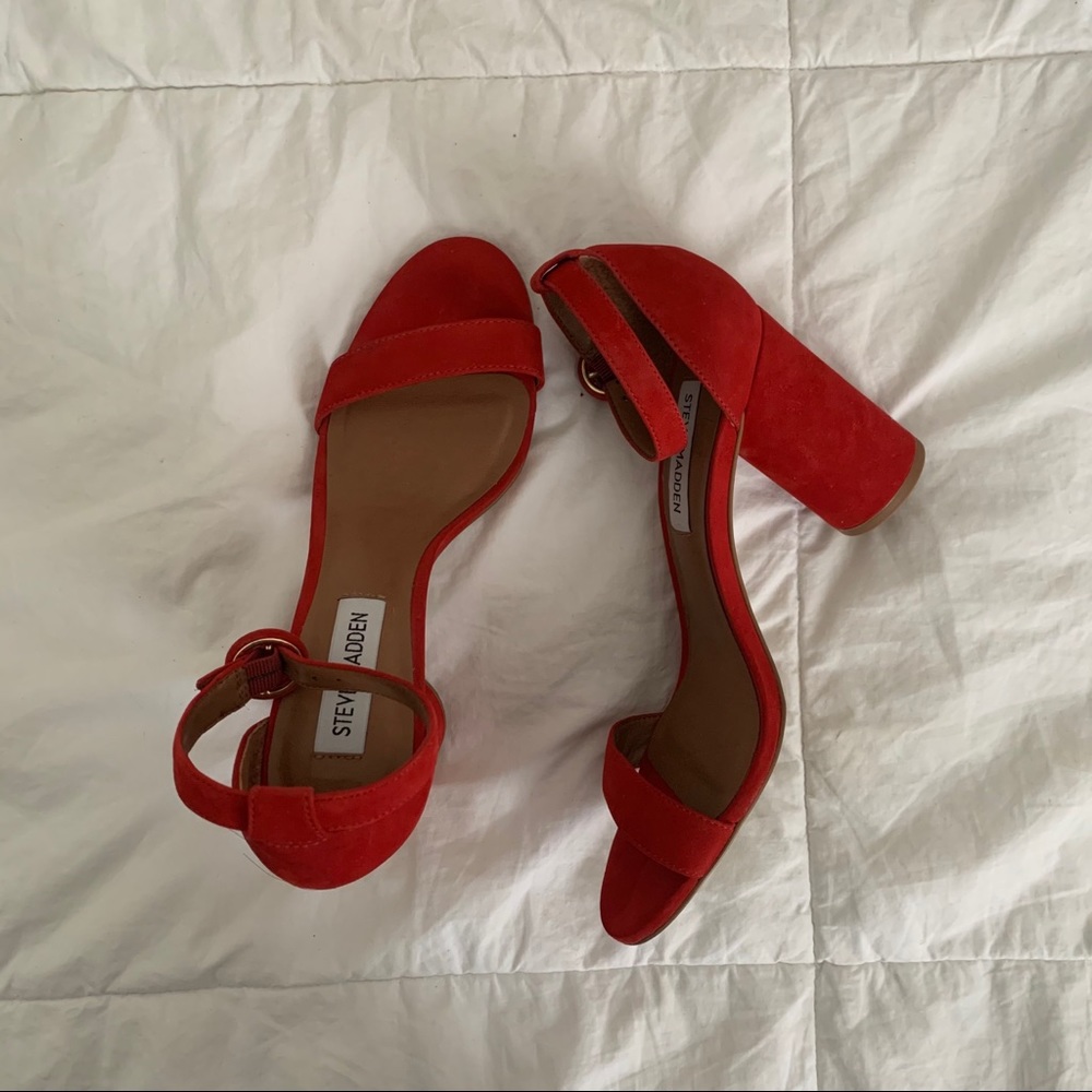 Steve Madden Red Cylinder Block Heels